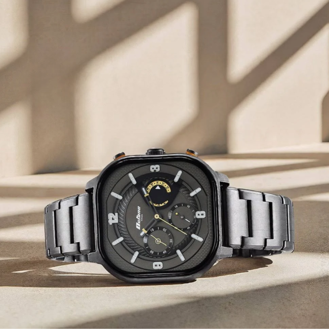 Titan Octane Analog Watch for Men with Black Dial and Stainless Steel Strap